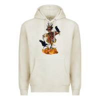 Oatmeal Heather Scarecrow with Pumpkin Premium Hoodie - texasbilliewilder