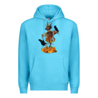 Ocean Blue Scarecrow with Pumpkin Premium Hoodie - texasbilliewilder