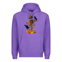 Purple Scarecrow with Pumpkin Premium Hoodie - texasbilliewilder