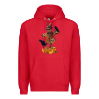 Red Scarecrow with Pumpkin Premium Hoodie - texasbilliewilder