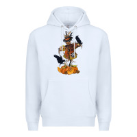 White Scarecrow with Pumpkin Premium Hoodie - texasbilliewilder