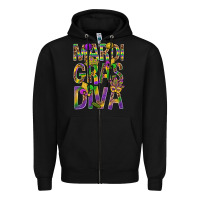 Black Mardi Gras diva Zipper Hoodie - BundleAndBundleShop