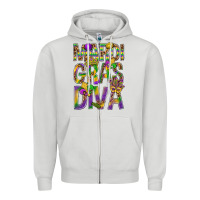 Dove Grey Mardi Gras diva Zipper Hoodie - BundleAndBundleShop