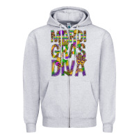 Heather Grey Mardi Gras diva Zipper Hoodie - BundleAndBundleShop