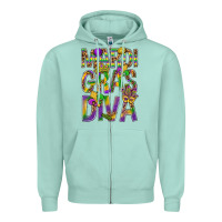 Seafoam Mardi Gras diva Zipper Hoodie - BundleAndBundleShop