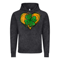 Vintage Black St. Patrick's Day Heart with Shamrock Vintage Hoodie - Jasminsmagicworld