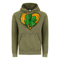 Vintage Olive St. Patrick's Day Heart with Shamrock Vintage Hoodie - Jasminsmagicworld