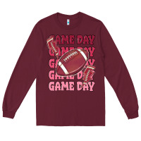 Burgundy game day football Long Sleeve Tee - MaliasSmallBusiness