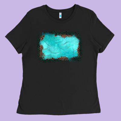 Gemstone Turquoise Leopard Background Ladies Tee Designed By Jahusdesignshop