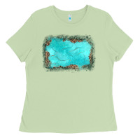 Matcha gemstone turquoise leopard background Ladies Tee - JahusDesignShop