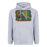 Heather Grey just a small town girl Heavyweight Hoodie - RanaPortraitStore