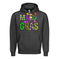 Charcoal Heather Mardi Gras Carnaval Mask Zipper Hoodie - BundleAndBundleShop