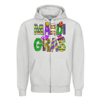 Dove Grey Mardi Gras Carnaval Mask Zipper Hoodie - BundleAndBundleShop