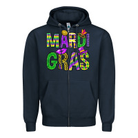 Navy Mardi Gras Carnaval Mask Zipper Hoodie - BundleAndBundleShop