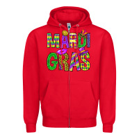Red Mardi Gras Carnaval Mask Zipper Hoodie - BundleAndBundleShop