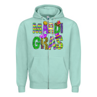 Seafoam Mardi Gras Carnaval Mask Zipper Hoodie - BundleAndBundleShop