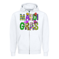 White Mardi Gras Carnaval Mask Zipper Hoodie - BundleAndBundleShop