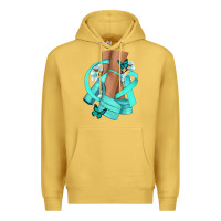 Antique Gold Ovarian Cancer diva teal ribbon Premium Hoodie - NancyCooperArtShop
