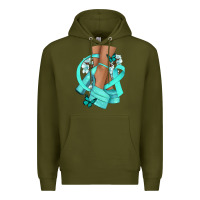 Army Green Ovarian Cancer diva teal ribbon Premium Hoodie - NancyCooperArtShop