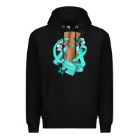 Black Ovarian Cancer diva teal ribbon Premium Hoodie - NancyCooperArtShop