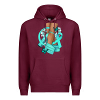 Burgundy Ovarian Cancer diva teal ribbon Premium Hoodie - NancyCooperArtShop