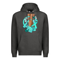 Charcoal Heather Ovarian Cancer diva teal ribbon Premium Hoodie - NancyCooperArtShop