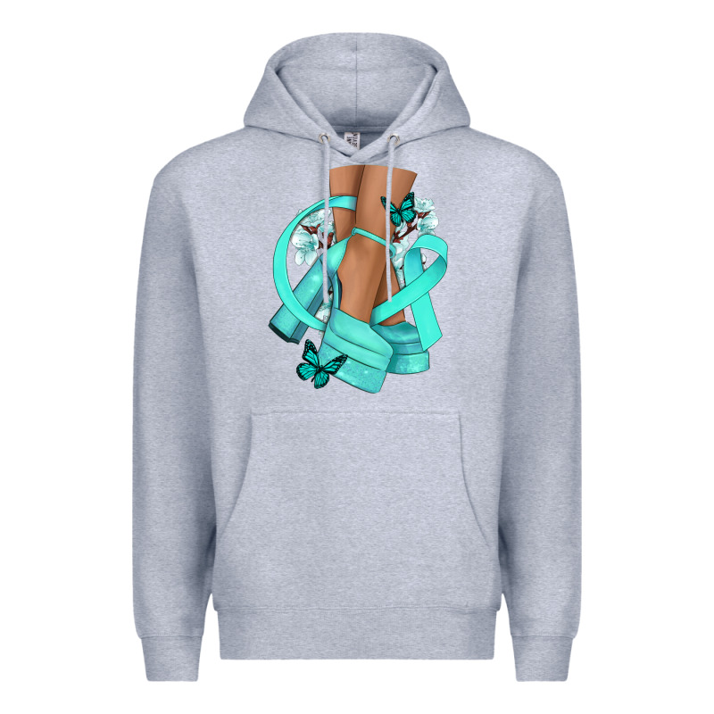 Ovarian Cancer Diva Teal Ribbon Premium Hoodie by NancyCooperArtShop | Teevron