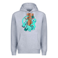 Heather Grey Ovarian Cancer diva teal ribbon Premium Hoodie - NancyCooperArtShop