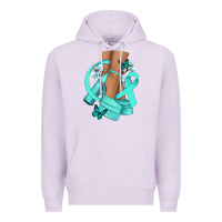 Lilac Ovarian Cancer diva teal ribbon Premium Hoodie - NancyCooperArtShop