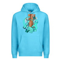 Ocean Blue Ovarian Cancer diva teal ribbon Premium Hoodie - NancyCooperArtShop