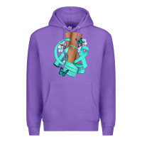 Purple Ovarian Cancer diva teal ribbon Premium Hoodie - NancyCooperArtShop