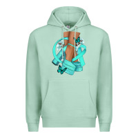 Seafoam Ovarian Cancer diva teal ribbon Premium Hoodie - NancyCooperArtShop