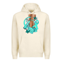 Tofu Ovarian Cancer diva teal ribbon Premium Hoodie - NancyCooperArtShop