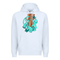 White Ovarian Cancer diva teal ribbon Premium Hoodie - NancyCooperArtShop