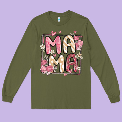 Floral Mama Long Sleeve Tee Designed By Maliassmallbusiness