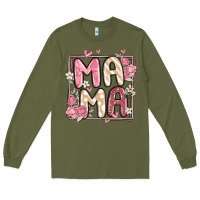 Army Green floral mama Long Sleeve Tee - MaliasSmallBusiness