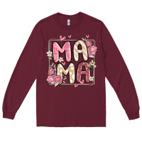 Burgundy floral mama Long Sleeve Tee - MaliasSmallBusiness