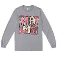 Heather Grey floral mama Long Sleeve Tee - MaliasSmallBusiness