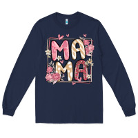 Navy floral mama Long Sleeve Tee - MaliasSmallBusiness