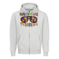 Dove Grey Mardi gras dude Zipper Hoodie - BundleAndBundleShop