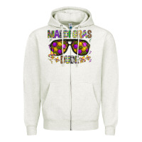 Oatmeal Heather Mardi gras dude Zipper Hoodie - BundleAndBundleShop