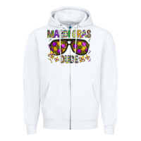 White Mardi gras dude Zipper Hoodie - BundleAndBundleShop