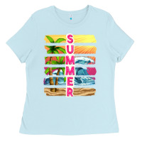 Baby Blue summer with background tbw Ladies Tee - texasbilliewilder