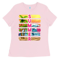 Bubblegum Pink summer with background tbw Ladies Tee - texasbilliewilder
