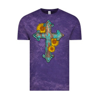 Cloud Purple turquoise sunflower cross Vintage Tee - AdoDesignShop
