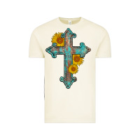 Vintage Arctic turquoise sunflower cross Vintage Tee - AdoDesignShop