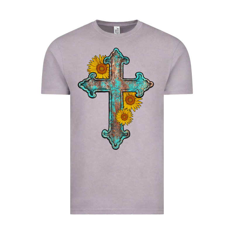 Turquoise Sunflower Cross Vintage Tee by AdoDesignShop | Teevron