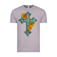 Vintage Zinc turquoise sunflower cross Vintage Tee - AdoDesignShop