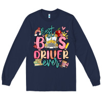 Navy best bus driver ever Long Sleeve Tee - MaliasSmallBusiness