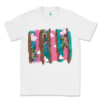 White v.d turquoise leopard and flowers  brushstrokes Classic Tee - AdoDesignShop